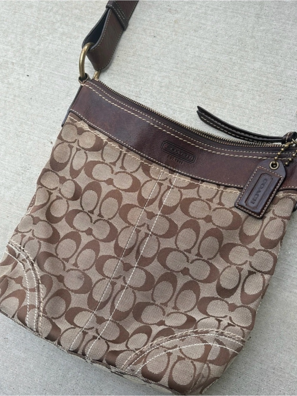 2000s Coach Canvas Crossbody Bag in Brown